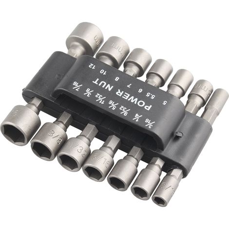 14 Pcs Nut Pilote Perceuse Douille Vis Adaptateur Bit Set Métrique 1/4 "Hex Shank (1/5)