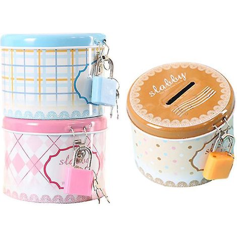 Lot de 3 tirelires en fer-blanc en forme de cochon
