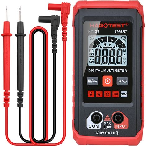 HT-123 Digitalmultimeter, 2000 Messpunkte, intelligentes Voltmeter mit automatischer Bereichswahl, berührungslose Spannungsfunktion, Spannungsprüfer, misst AC/DC-Spannung, Widerstand und Durchgang (1/5)