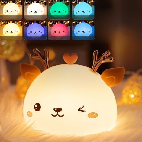 Veilleuse LED pour enfants en forme de cerf, veilleuse portable pour bébé (1/4)