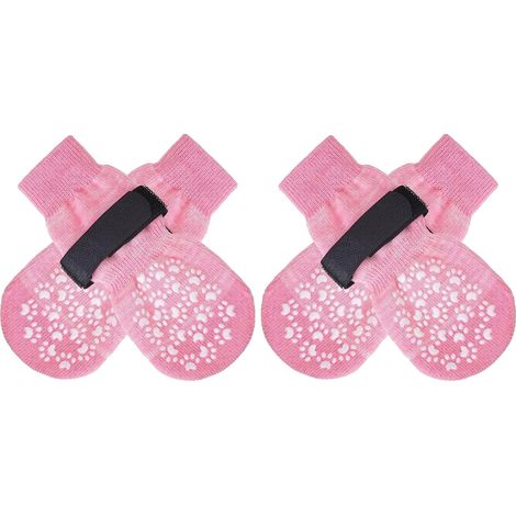 Hundesocken, rutschfeste Ausführung, verstellbare Passform, S, Rosa (1/2)