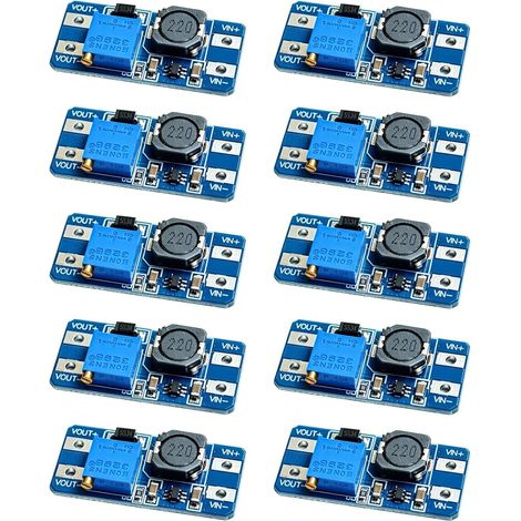 10 Pièces Convertisseur DC-DC, Step Up Boost Converter, Module Booster de Tension 2V-24V vers 5V-28V, Régulateur Élévateur 2A Max LED Ventilateur Moteur Alimentation DIY Projets Électroniques (1/5)