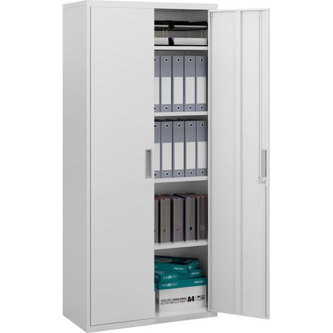 Armadio da Ufficio in Acciaio con 4 Ripiani Regolabili 80x40x180 cm Bianco