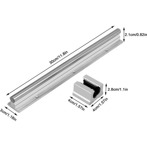 SBR12-300mm 12mm Linearführung, 2 Führungsschienen, 4 Schlitten, SBR12UU (1/5)