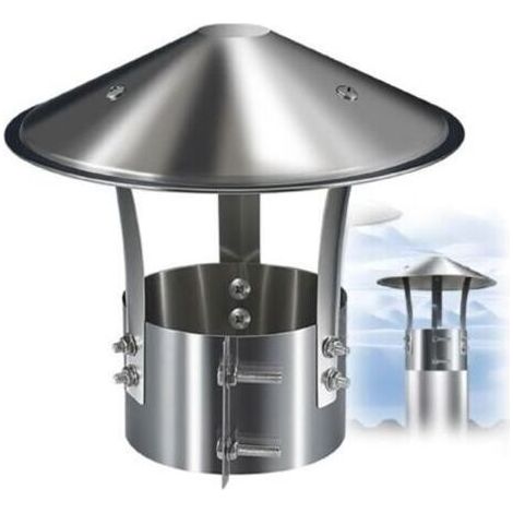 Chapeau de Cheminée, Couvercle de Cheminée, Acier Inoxydable Chapeau Conduit de Fumée, Chapeau de Pluie pour échappement Cheminee Ou Fumisterie Poele Exterieur Tubage(90mm/3.5 in) (1/5)