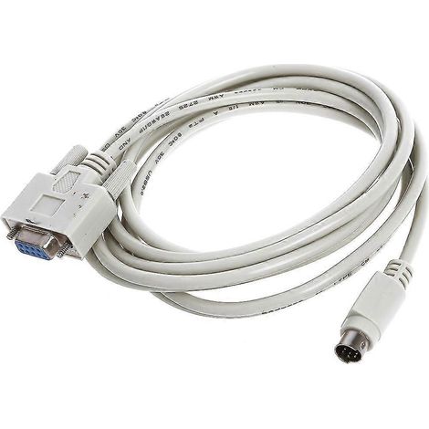 DB9P auf 8P Mini-DIN RS232 Downloadkabel, weiß, 8,2 Fuß, für SPS DVP-EH