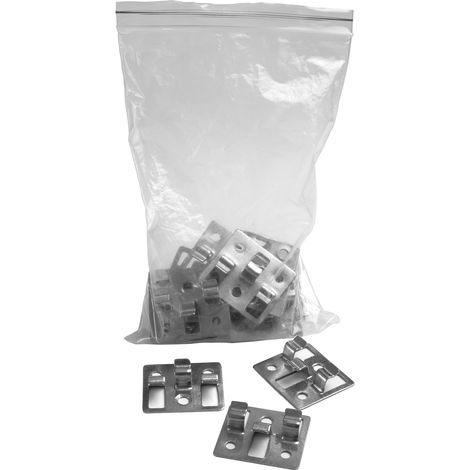 Restposten Thermoesche Terrassendielen 130x21mm (Speditionslieferung) Unterkonstruktion & Montageclips: Montagezubehör (20 Stück), Montageclips rostfrei