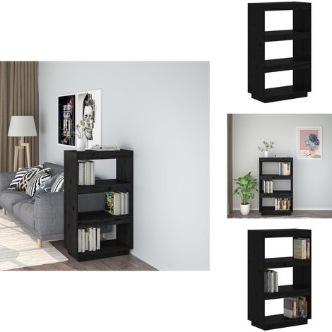 Bibliothèque/Séparateur de pièce Noir 60x35x103 cm Pin massif - Bibliothèque - Meuble De Rangement - Étagère - Séparateur De Pièce - Bibliothèque Noire (1/5)