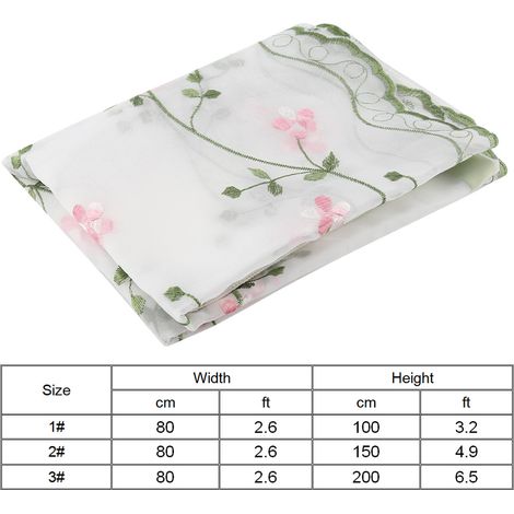 Rideaux en tulle à motif chrysanthème, voilage transparent pour la décoration de fenêtre du salon (80150cm) (1/5)