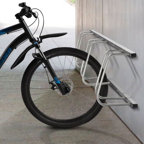 Range-vélos pour 2 vélos – Installation murale ou au sol – Finition argentée