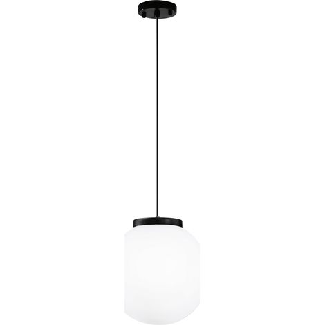 "Sospensione da esterno POLLY con struttura in plastica nera e sfera bianca 25 cm." (1/2)