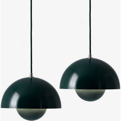 Modern Pendelleuchte Kreative Metall Hängeleuchte Lampenschirm Höhenverstellbare Kronleuchter 2 Stück Dunkelgrün