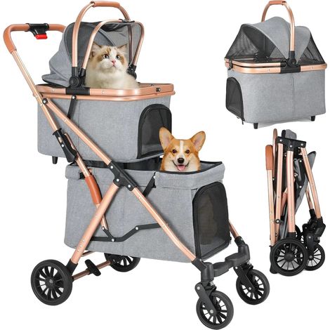 Transportín para mascotas, diseño de doble capa, fácil acceso, GRIS (1/2)