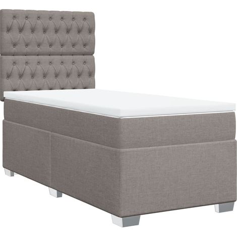 Maison Exclusive - Sommier à lattes de lit avec matelas Taupe 90x190 cm Tissu (1/5)