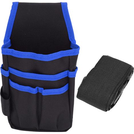 Pochette à outils multifonction en toile Oxford pour randonnée et camping, ceinture porte-outils avec bordure bleue (1/5)