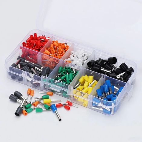 Embouts de câble 400 pièces en cuivre et PVC, couleurs assorties, longueur 1,7 cm, fournis avec boîte de rangement (1/5)