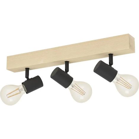 Spotlight Townshend 3 3 lumières noir avec bois - 99479