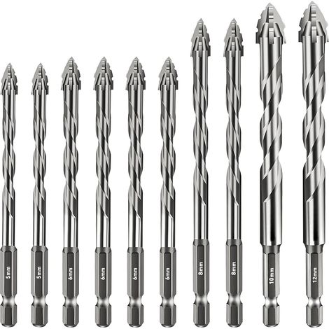 Set di punte eccentriche a quattro taglienti - set di punte per piastrelle con punte in metallo duro (5/5/6/6/6/6/8/8/10/12 mm) (1/5)