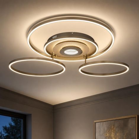 LED Deckenleuchte Deckenlampe Wohnzimmerlampe Memory Champagner Metall L 99,2 cm (1/5)
