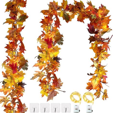 Jiajia AI, Décoration Automne Guirlandes de Feuilles D'érable Artificielles à, 2pcs pour jardin, terrasse et e (1/4)