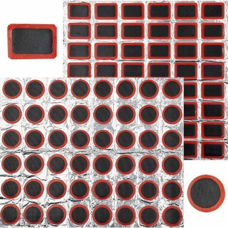 Ccykxa – Lot de 96 rustines pour vélo – 48 patchs carrés et 48 ronds – Caoutchouc naturel haute adhérence – Réparation efficace de pneus (1/5)