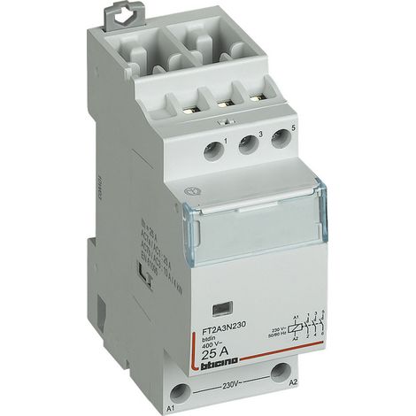 Contattore 2 Moduli DIN 4NO 25A(Ac1)-10A(Ac3) 230 V Bticino FT2A4N230