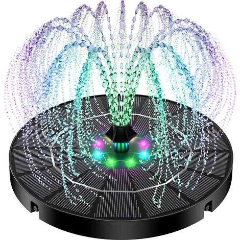 3,5-W-Solarbrunnen – 2200-mAh-Akku – Solarbrunnen für Vogeltränke – Bunte Beleuchtung – Automatischer Zyklus – Geeignet für Garten und Terrasse (1/5)