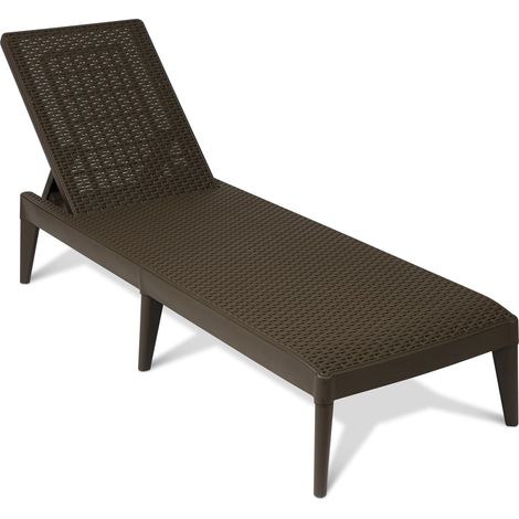 Toomax Numana Lettino da esterno marrone, sdraio reclinabile in 4 posizioni con finitura effetto rattan, 60x186x29h cm, in plastica resistente anti UV, ideale per esterni, terrazza e piscina