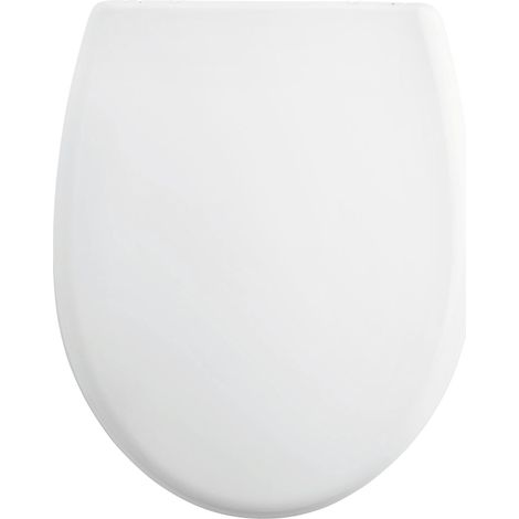 Abattant Casablanca blanc en thermodur, forme U, avec fermeture ralentie, déclipsable, fixation par le dessus, charnières en inox, Wirquin 20724947, blanc (1/5)