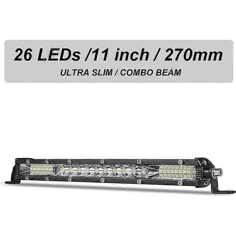 Barre lumineuse LED ultra-mince 10", 20" 30" (faisceau spot/flood) pour tracteur, bateau, 4x4, camion, SUV, quad, 12 V/24 V, 90 W (1/5)