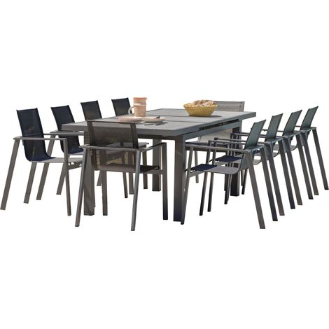 VENISE - Ensemble repas de jardin 10 places en aluminium  - DCB GARDEN