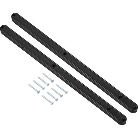 Glissières De Tiroir, 4Set 300mm - Rails De Tiroir En Plastique Avec Vis, Rail Guide Rainuré Monté Sur Le Côté Pour Tiroir De Cabinet Table De Chevet Armoire Commode (Noir) (1/5)