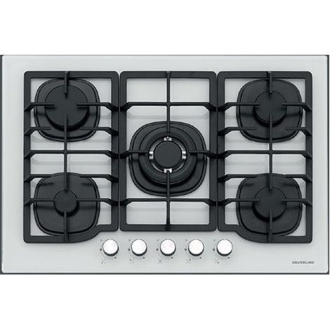Silverline piano cottura gas 5 fuochi incasso 75 cm vetro Bianco wok CS5405W01 (1/2)