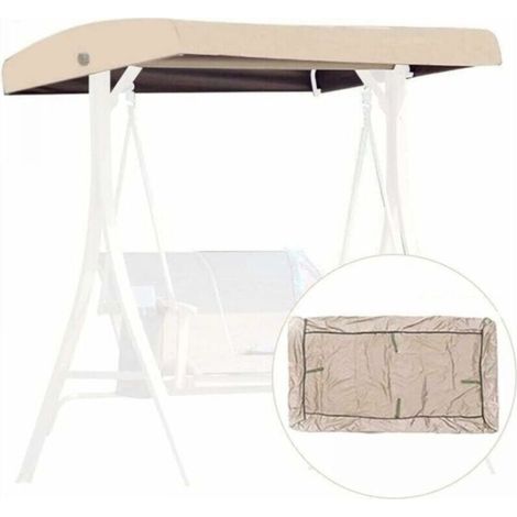 (Size:191x120x23cm,Color:Beige)Replacement Canopy for Swing, 3 Seater Replacement Cover, Garden Swing Roof, Waterproof Awning Cover for Swinging Gardens and Terraces (1/5)