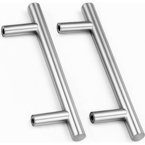 silberfarbene Edelstahlgriffe, 128 mm Mittenabstand, mit Schrauben für Küchenschrankschubladen. (1/5)