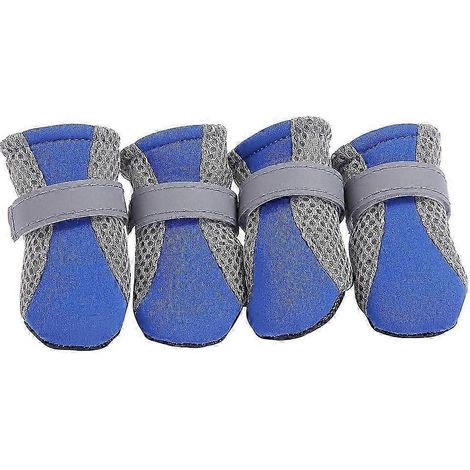 Lot de 4 chaussures imperméables pour chiens de différentes tailles, protège-pattes en maille-Blue M (1/5)