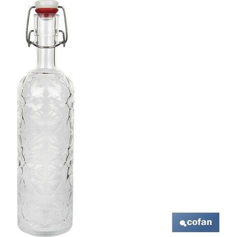 Bouteille en verre transparente avec bouchon à levier 1L (1/4)