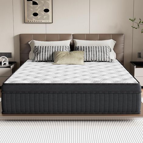 Matelas 140x200 cm, Épaisseur 25 cm, Hybride Mousse & Ressorts Ensachés, Memoire de Forme, 7 Zones de Confort, Durable & Respirant, Moyen-Ferme, Certifié Oeko-TEX