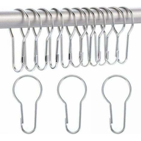 Crochets d'anneau de rideau de douche, paquet de 40 pièces de 2.2mm pour le tri et l'organisation, crochets de rideau à boucle de levage (1/4)