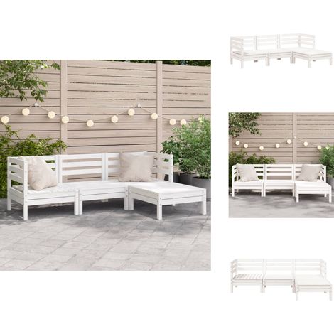 Canapé de jardin 3 places et repose-pied blanc bois pin massif - Canapé De Jardin - Mobilier De Jardin - Salon De Jardin - Ensemble De Jardin - Meubles De Plein Air (1/5)