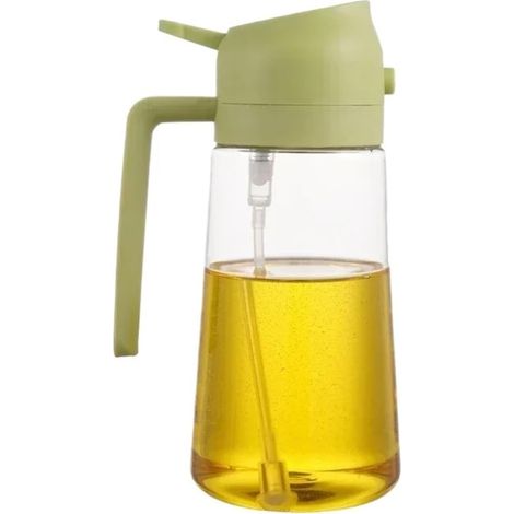 Flacon pulvérisateur rechargeable pour huile et huile d'olive, en verre, 470 ml, vert, pour une application contrôlée des assaisonnements en cuisine.-AquaForge (1/3)