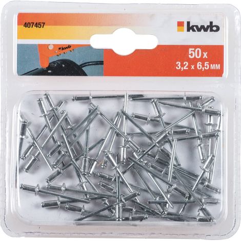kwb Rivetti ciechi / Rivetti pop Ø 4,8 mm, lunghezza 12 mm, in alluminio, con penna zincata, per pinze da rivetto cieco cieco commercialmente (1/2)