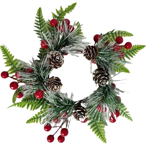 Couronnes de Bougies de Noël Ornement Décoratif de Noël Anneau Décoratif pour Porte-Bougie Décorateurs d'Intérieur Amateurs de Fêtes Table à Manger Cheminée Foyer Dîner (1/5)