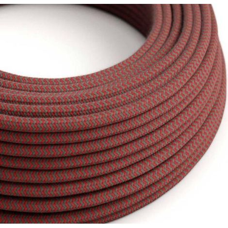 Cavo tessile al metro creative-cables in cotone rosso fuoco e grigio rz28 2x0,75mm -xz2rz28 (1/4)