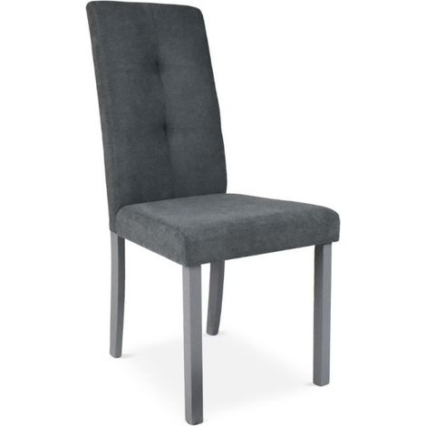 Silla tapizada con estructura de madera y tela color gris - Eric (1/5)