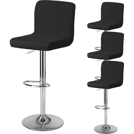 Funda para taburete de bar con respaldo, funda para silla giratoria de comedor, funda elástica para silla alta de bar, 4 piezas, negra