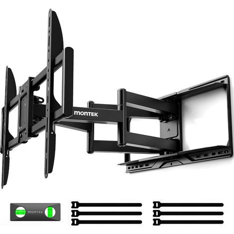 Support mural TV avec bras super long 638 mm pour téléviseurs de 37 à 90 pouces jusqu'à 75 kg, double bras articulés, inclinaison sans outil, fonction pivotante, VESA max. 600 x 400 mm (1/5)