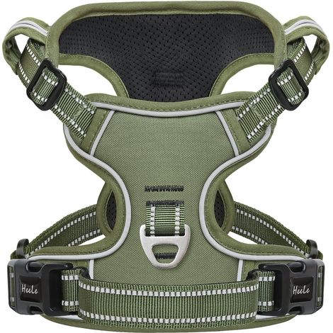 Harnais Chien, Réfléchissant, Contrôl, Anti Traction, Armée Vert, L (1/5)