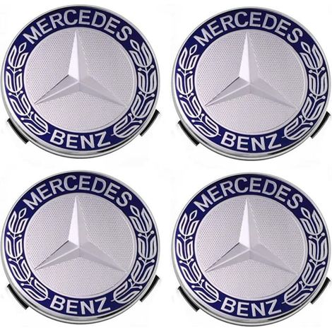 Set of 4 Hub Caps Compatible with Mercedes Benz 75mm - Blue (1/5)