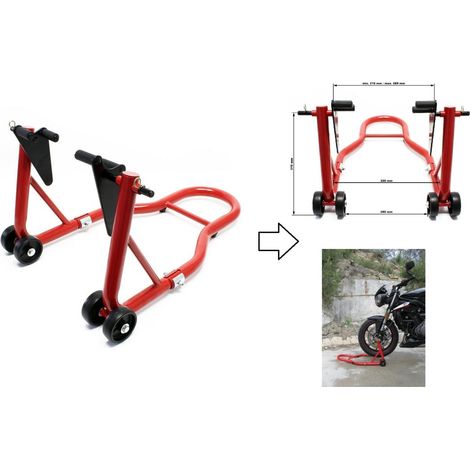 Béquille d'atelier pour moto max 450kg - Support roue avant moto